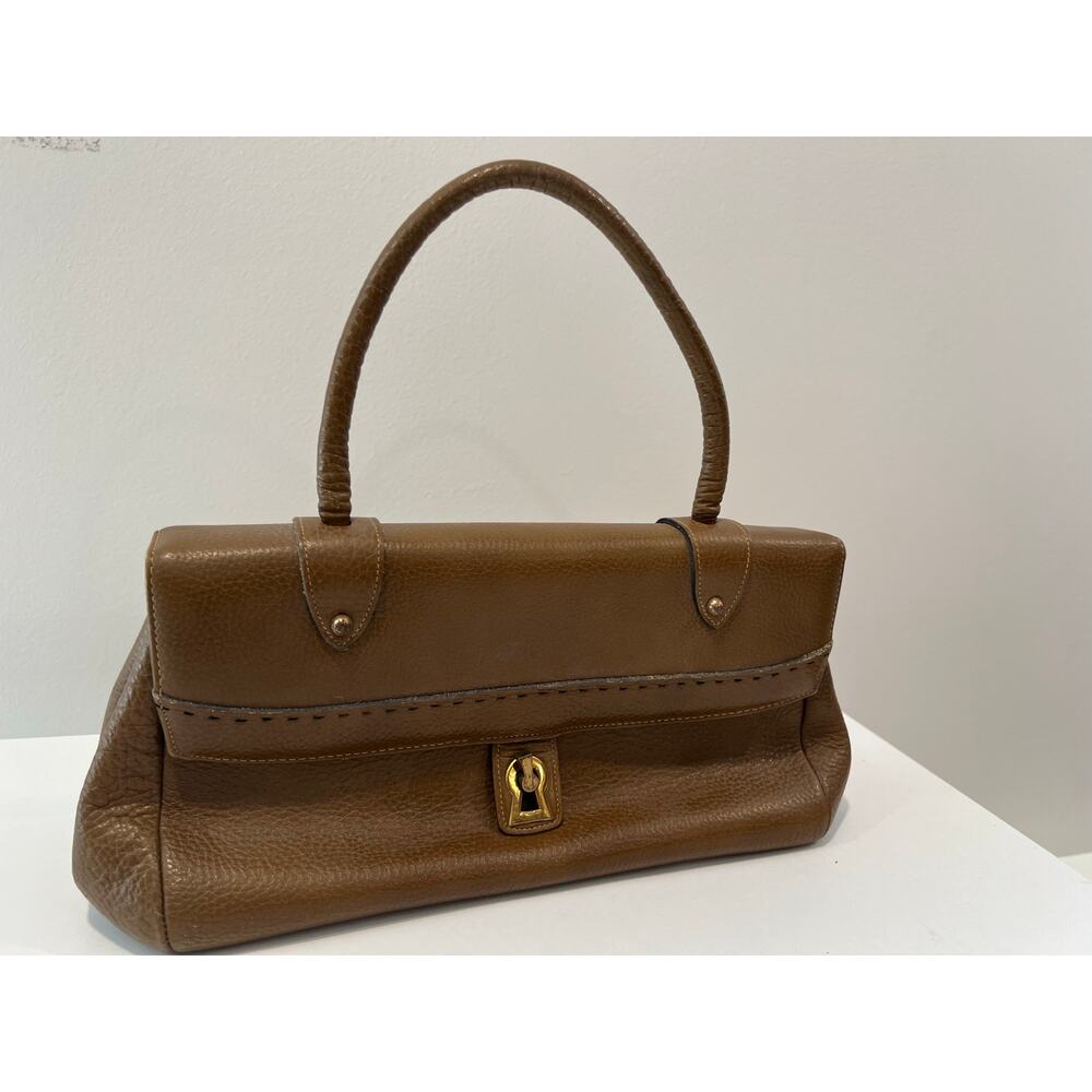 Vintage Ronay Handbag Brown Leather Gold Hardware 13” x 7” x 4.5” SG